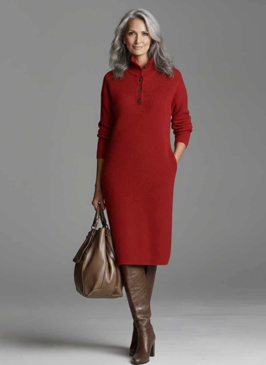 Britt | Chic Ribbed Midi Dress
