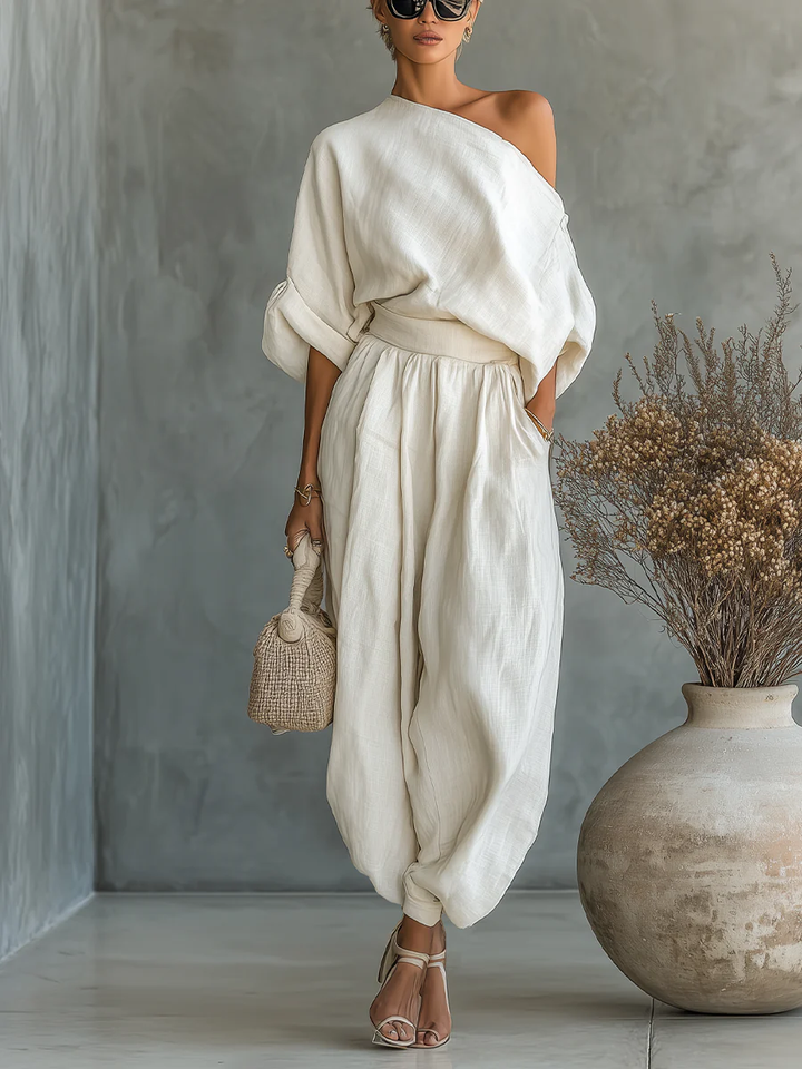Ginevra | Fluid Draped One-Shoulder Suit