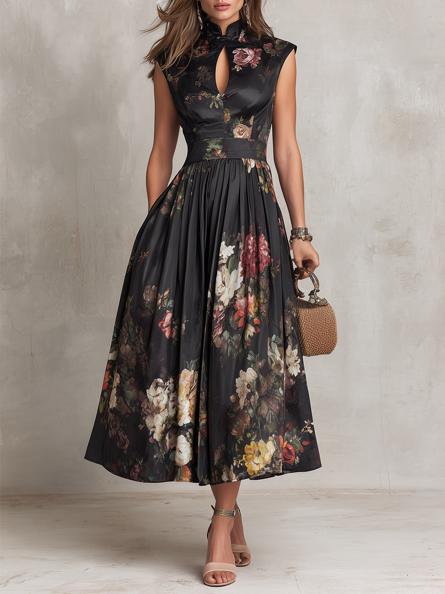 Evelyn | Floral Pleated Midi Dress