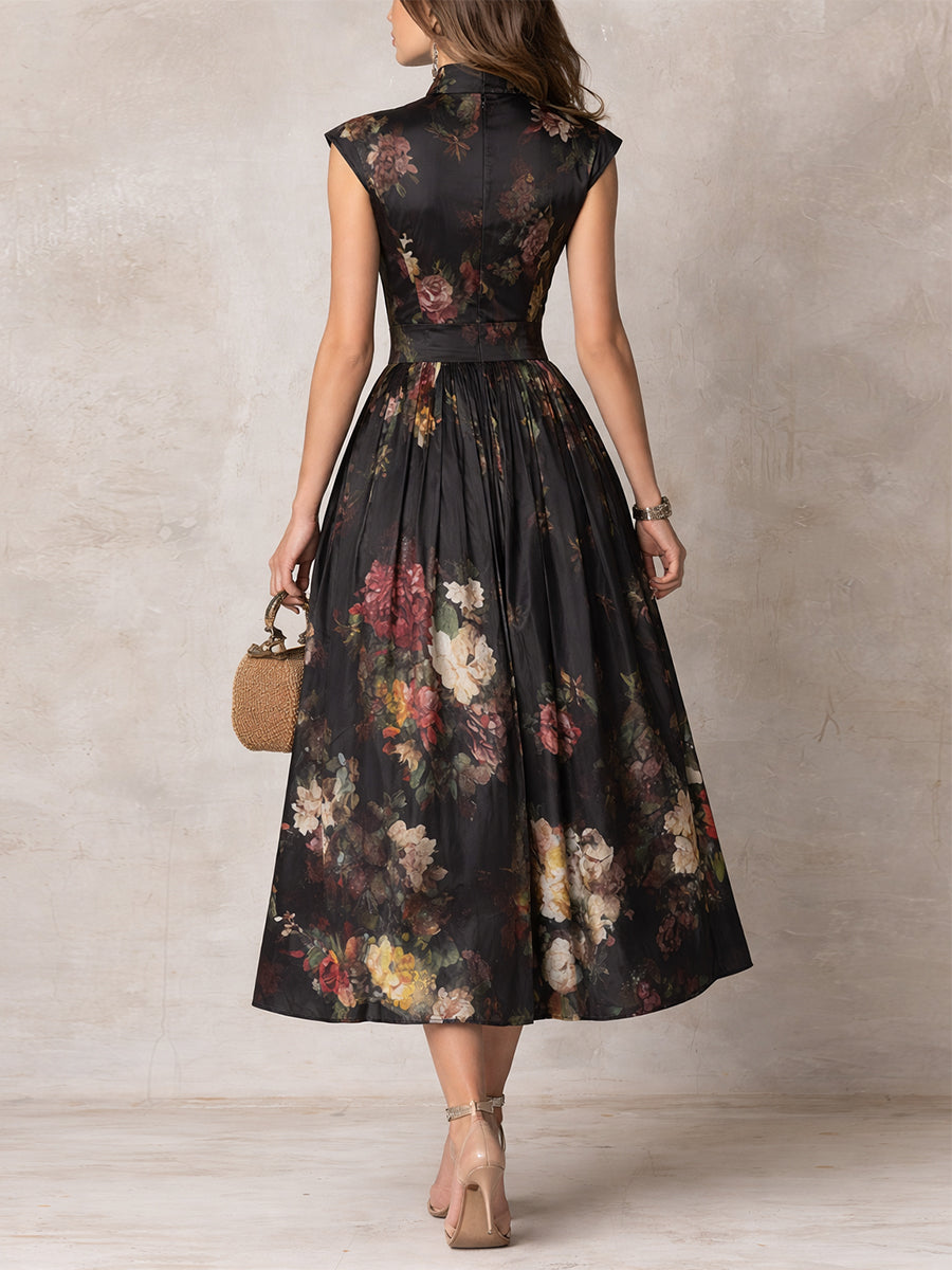 Evelyn | Floral Pleated Midi Dress