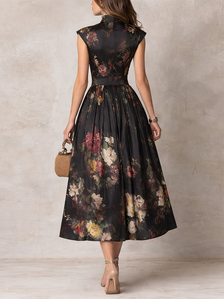 Evelyn | Floral Pleated Midi Dress