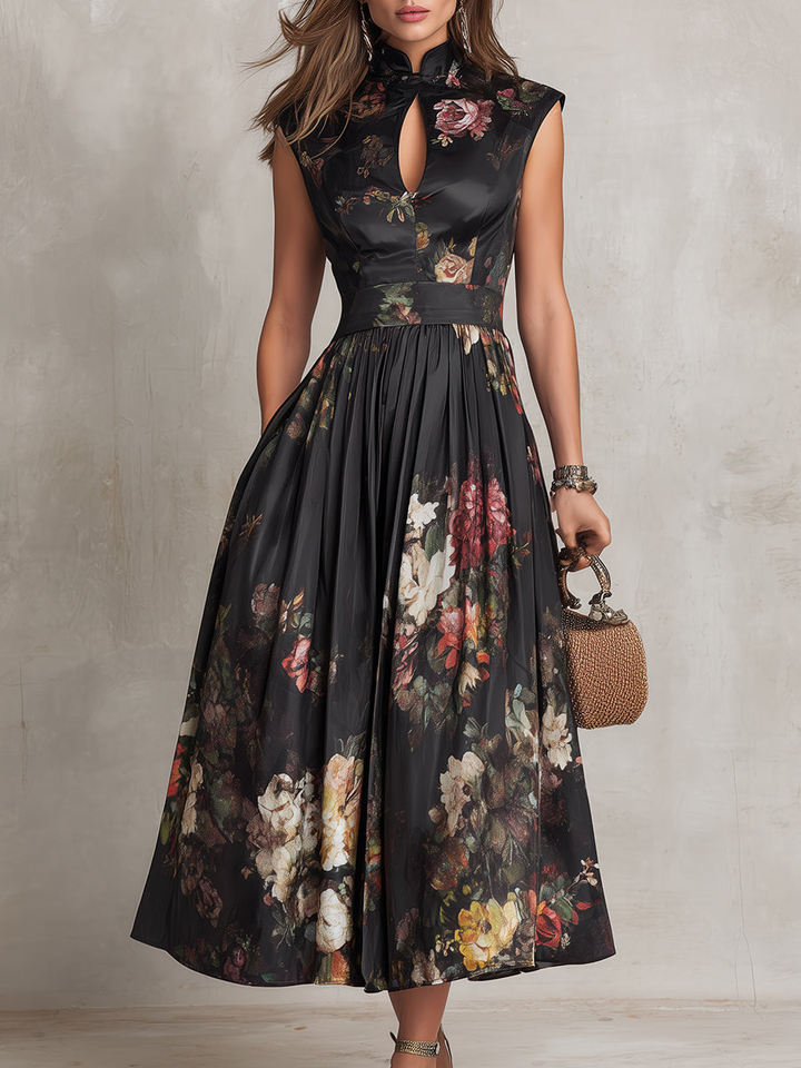 Evelyn | Floral Pleated Midi Dress