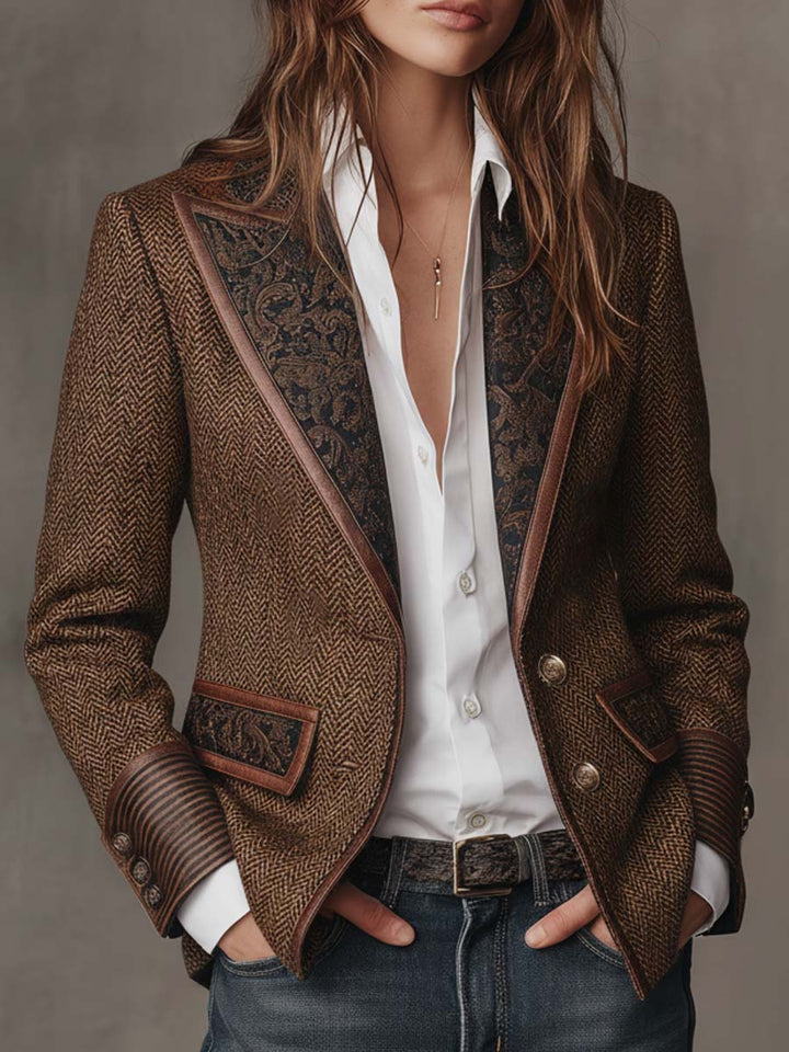 Arabella | Blazer with Houndstooth Panels
