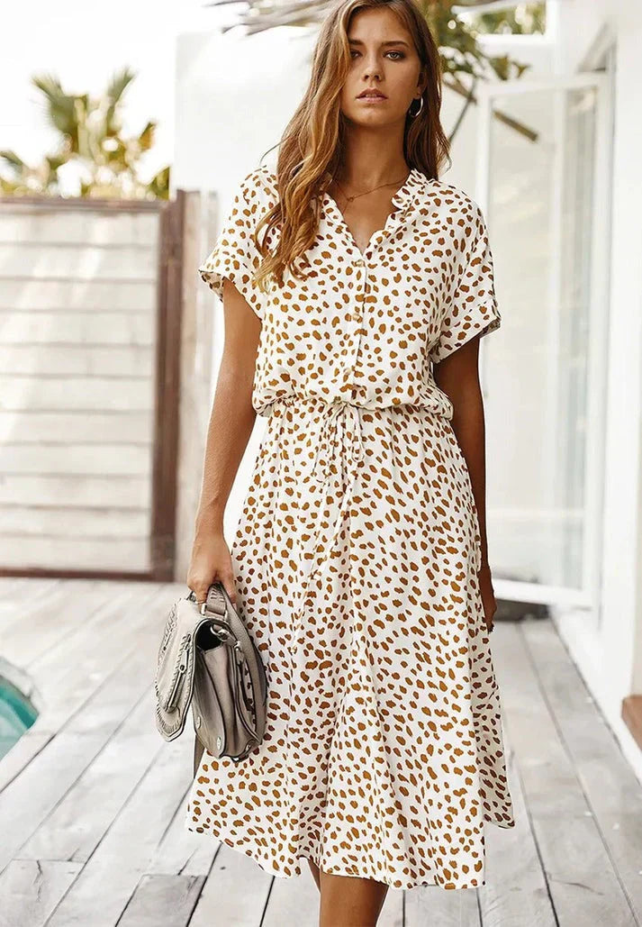 Romy™ V-Neck Ruffle Detail Dress