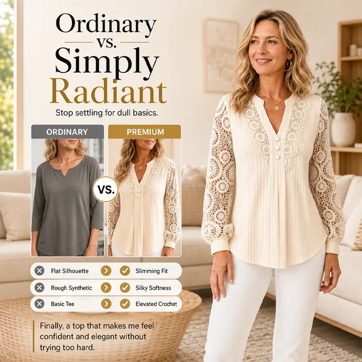 Piper | lace blouse with a V-neck and long sleeves