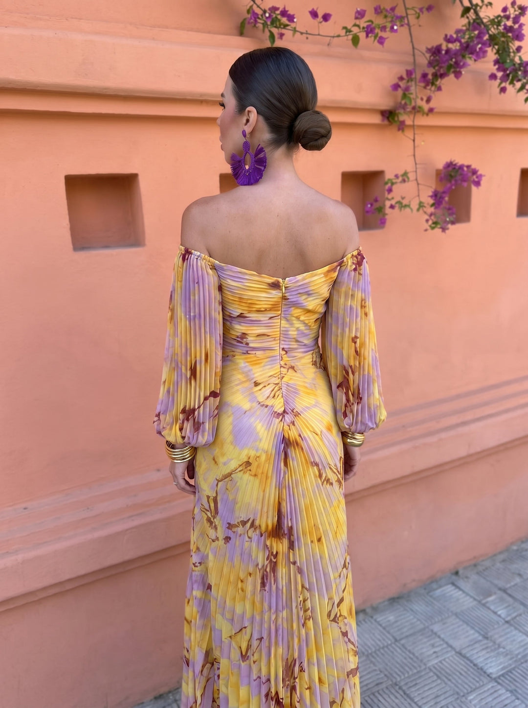 Gregoria | Long Floral Dress with Deep Neckline