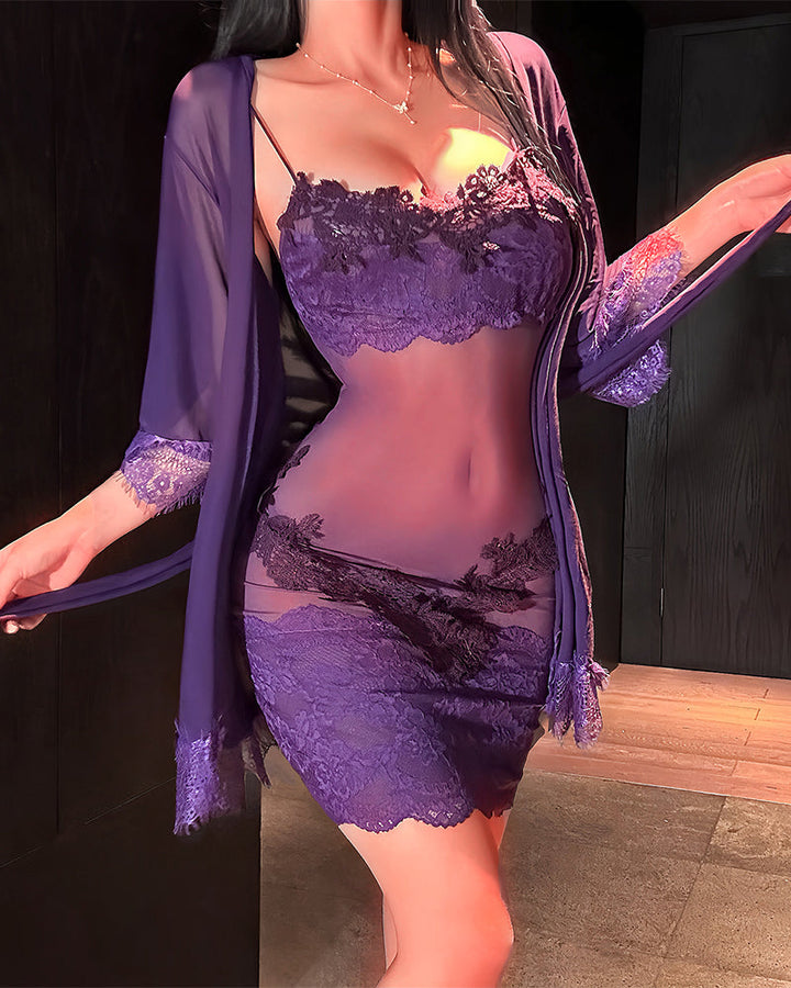 Abigail | Lace Mesh Pyjama Set