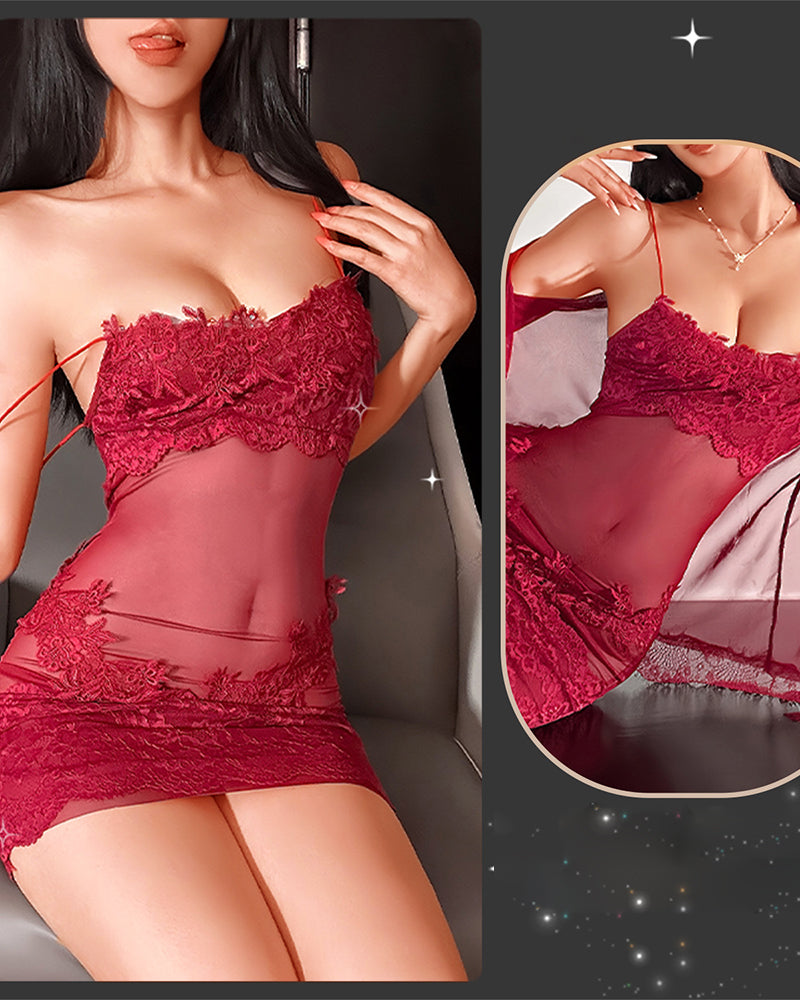 Abigail | Lace Mesh Pyjama Set