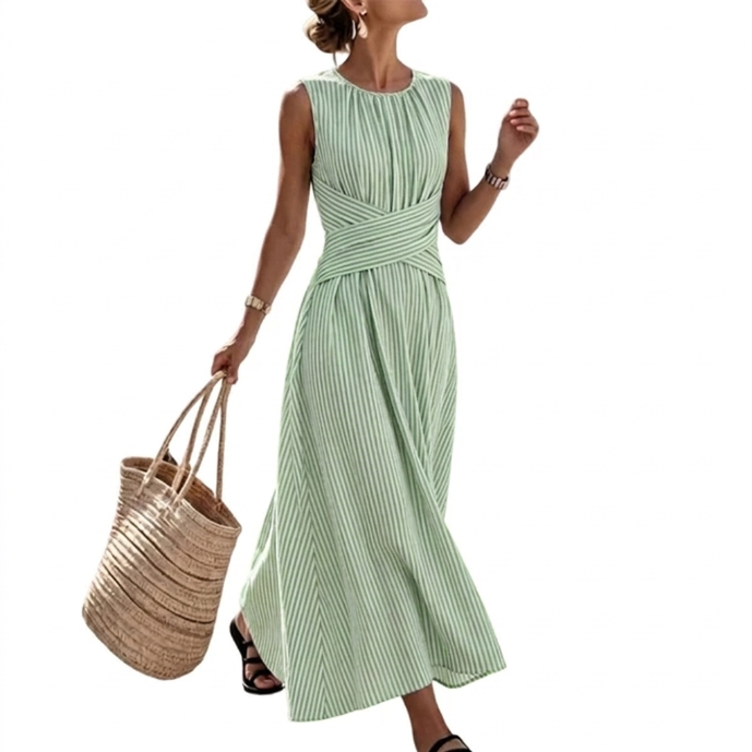 Aitana | Striped Dress with Crossed Waist