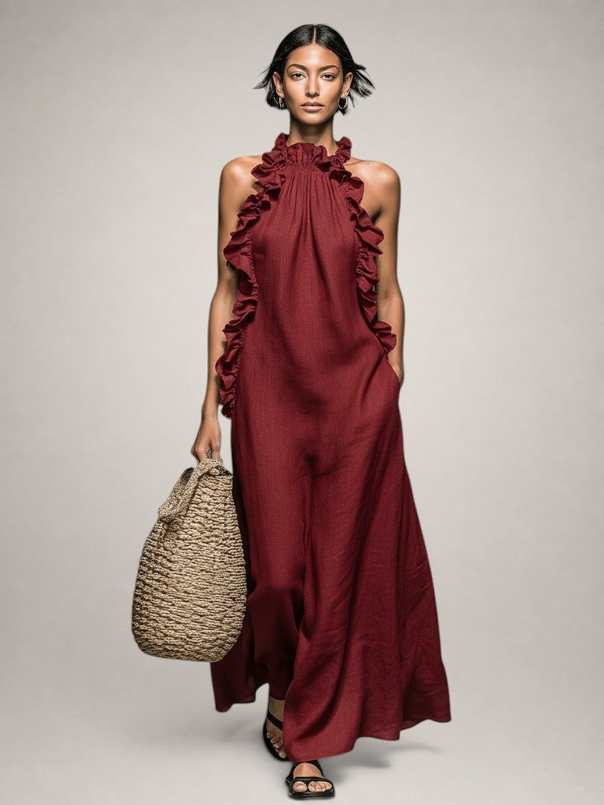 Helene | Sleeveless Maxi Dress with Ruffles