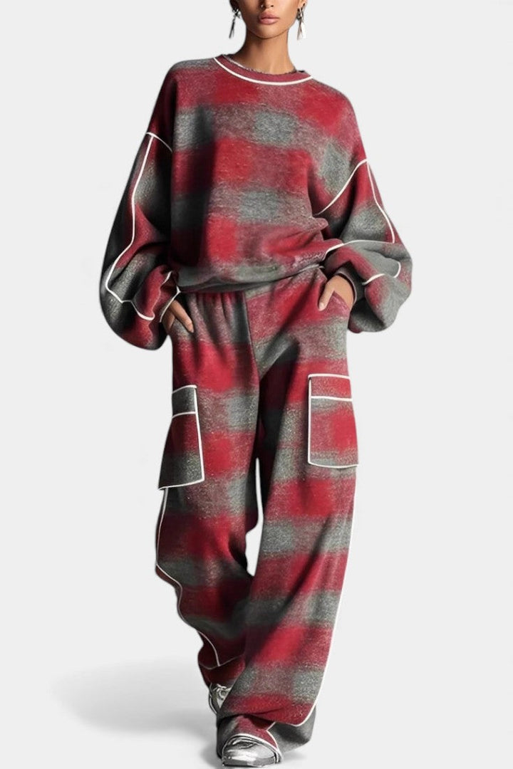 Oléna Urban Checkered Color-Block Ensemble