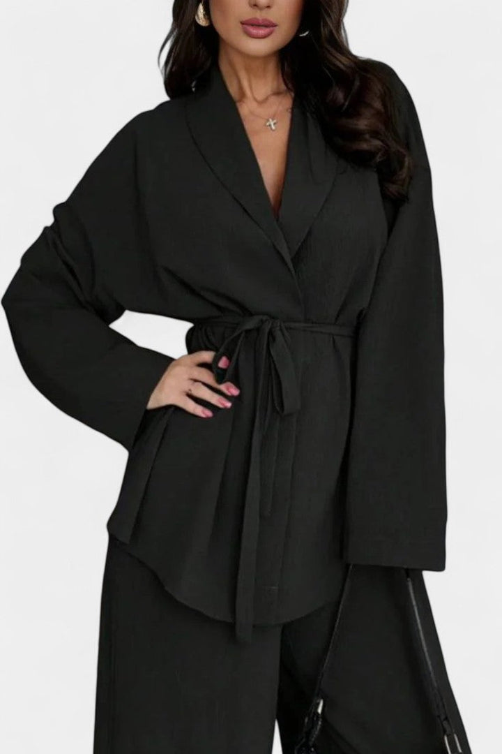 Amy V-Neck Blazer and Flared Pants Set