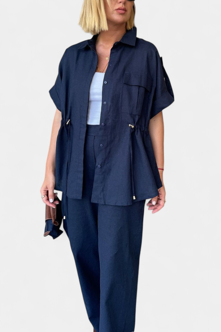 Lani Relaxed Fit Two-Piece Linen and Cotton Set