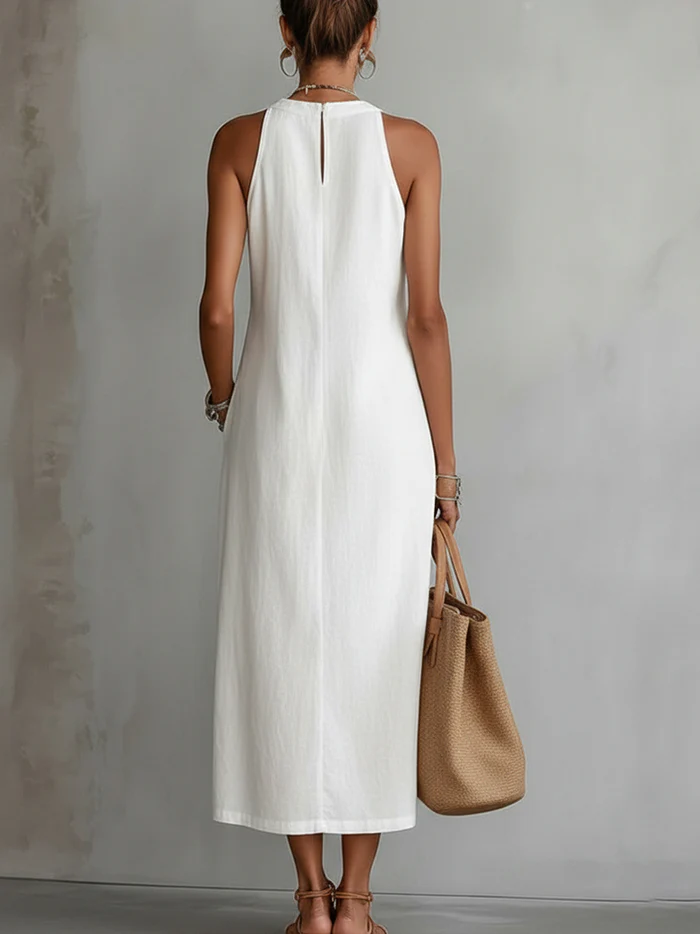 Serena | Midi Sleeveless Dress with Lace Detail
