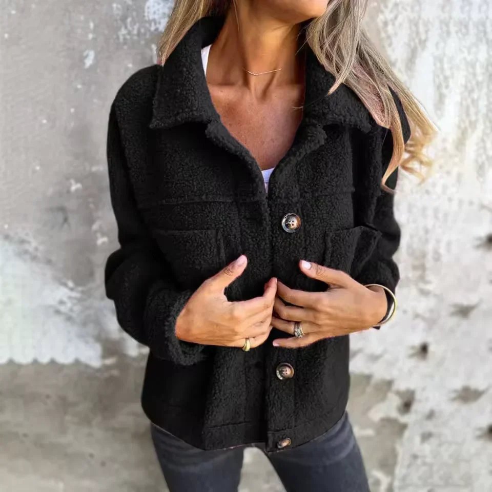 Emma | Button-Front Sherpa Jacket