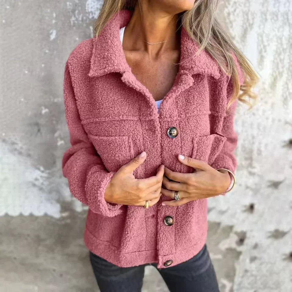Emma | Button-Front Sherpa Jacket