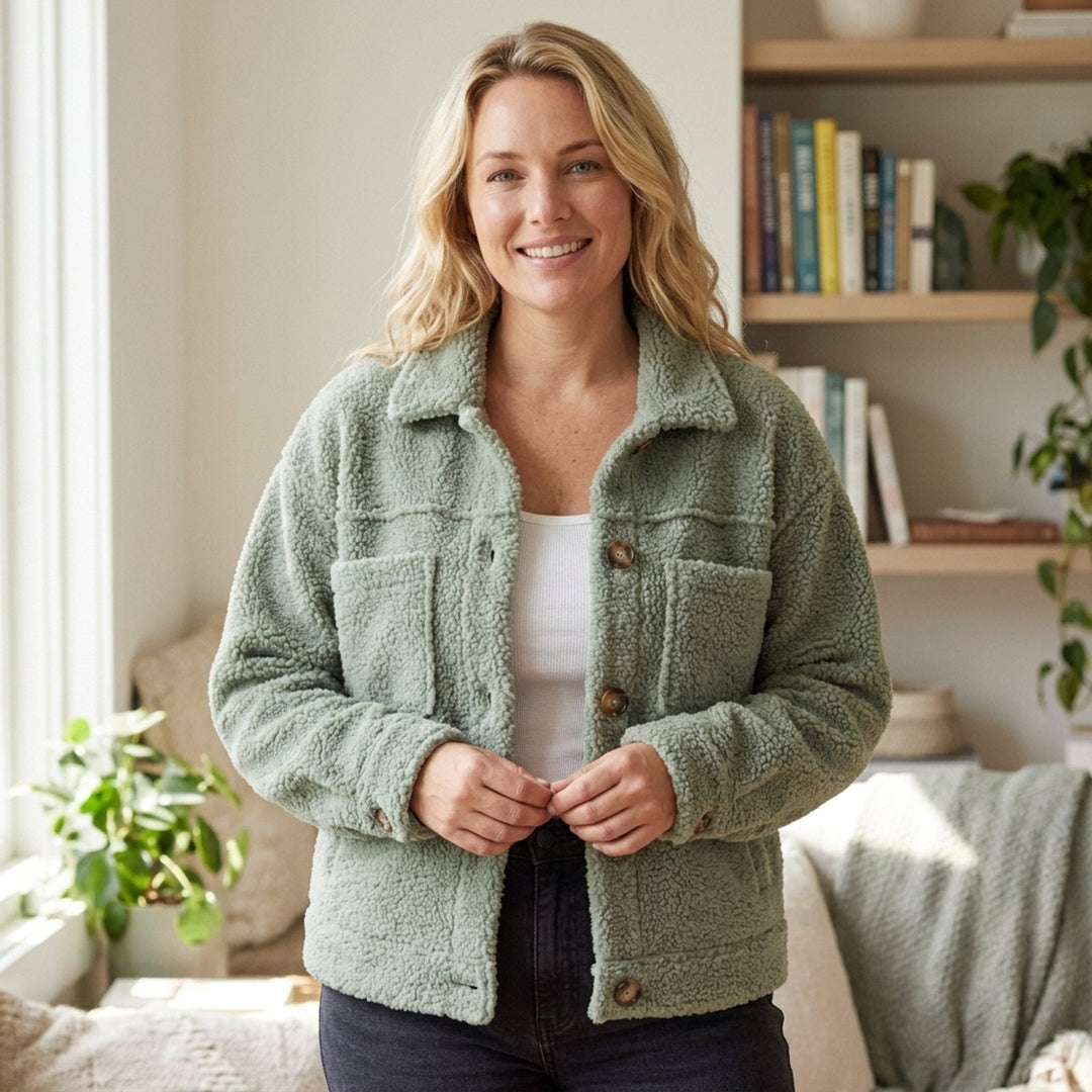 Emma | Button-Front Sherpa Jacket