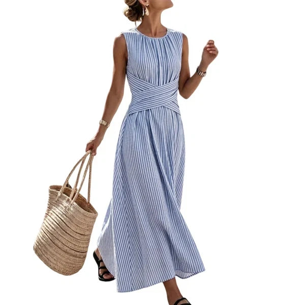 Aitana | Striped Dress with Crossed Waist